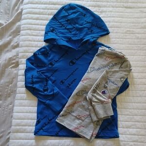 Champion Boys pair of hooded logo long sleeve t shirts. Size 4. Selling together